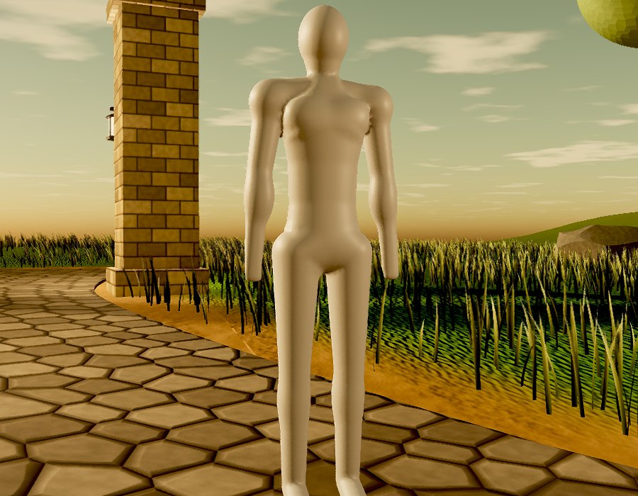 A smooth grey character body grown from a skeleton of points, before its armour